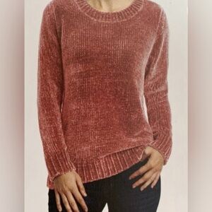 Orvis‎ Chenille Mauve Dusty Rose Soft Chic Crewneck Sweater Small 100% Polyester